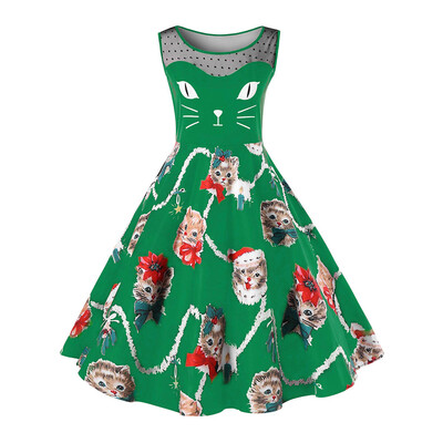 

Christmas Plus Size Kitten Swing Dress