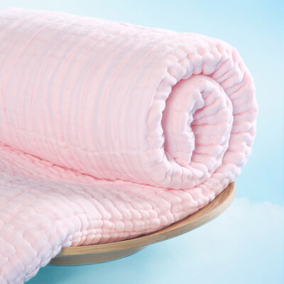 

Large bed DAPU towel home textile category A bath towel cotton fold square 6 layer gauze bath towel baby gauze bath towel pink 300g 120 120cm