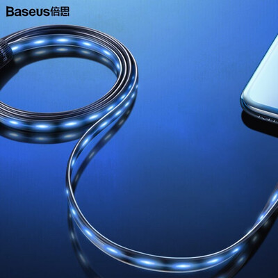 

Baseus Apple Streamer Data Cable for iPhoneX5s66s78plus Mobile Phone Fast Charge Car Charger Line Glowing Wire Shaking Sound with 1M Black