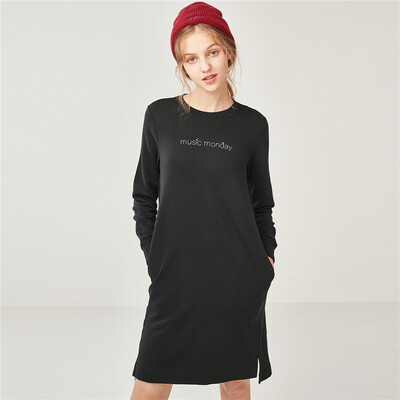 

Giordano Womens Dresses Skirts Letter Prints Inner Fleece Sweater Dress 05467755 01 Logo Black XL 17074A