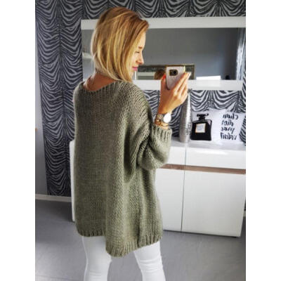 

Womens Loose Knitted Pullover Jumper Sweater V Neck Long Sleeve Knitwear Top US