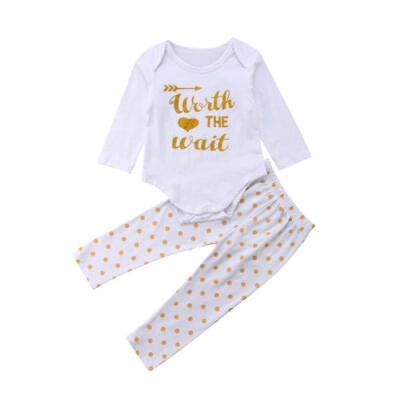 

Newborn Baby Boy Girl Outfits Long Sleeve Top RomperDog Harem Pants 2PCS Set