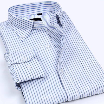 

Mens business casual long-sleeved striped shirt