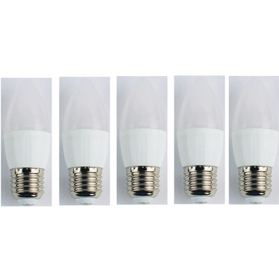 

5PCS 3W E27 LED Candle Light Bulb C37 5 leds SMD 3528 Warm White 225lm 6400K AC 110-240V