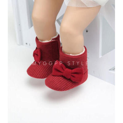 

Soft Baby Bow-knot Winter Boots Shoes Toddler Cotton Warm Shoes Booties UK