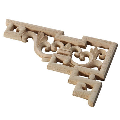 

UpperX Wood Carved Long Onlay Applique Unpainted Flower Walls Cabinets Door Decor Type15X10Cm Left