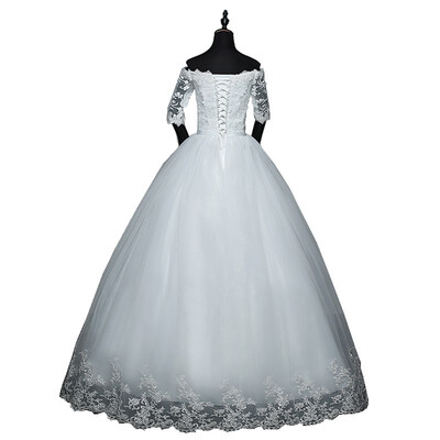 

Wedding Dress 2018 New Arrival Flowers Butterfly Gelinlik Embroidery Lace Boat Neck Princess Wedding Gowns Vestidos De Novia