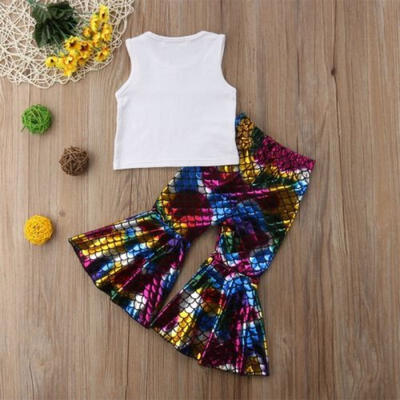 

Toddler Kids Baby Girls Mermaid Sequins Tops Blouse Long Pants Outfits Set
