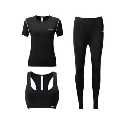 

Kawasaki KAWASAKI fitness clothing tights female sports suits badminton running season quick-drying short-sleeved training morning running shorts three-piece S