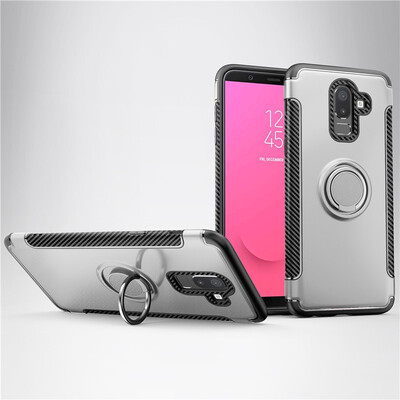 

Fecoprior Back Cover For Samsung Galaxy J6 2018 Case Car Holder Stand Hard PC Silicon Ring Suction Bracket Celulars