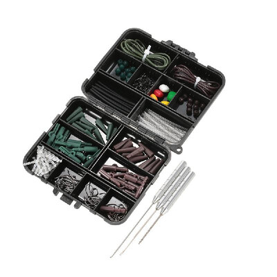 

Carp Fishing Tackle Box Lead Clips Hooks Swivels Baiting Needles Terminal Rigs Rubber Sleeve Chod Beads