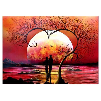 

UpperX 5D DIY Diamond Painting "Sunset Lovers Heart Tree" Embroidery Cross Stitch Mosaic Home Decor Gift 30x40cm