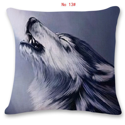 

45cm45cm Animal wolf pattern linen cotton pillow case sofa cushion cover animal design square decorative pillow cover