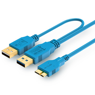 

Shengwei USC-5005 ultra-high speed USB30 mobile hard drive data cable USBA male × 2 pairs of MicroB public USB auxiliary power supply gold plug 05 meters