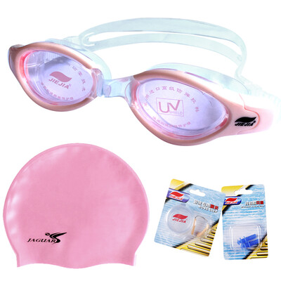 

Макнейр хорошего Jiejia плавания костюм дети плавание очков плавание крышка HD равнина уха зажим для носа Оденьте семью из четырех девочек