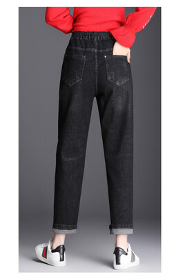 

Korean version of 2018 autumn&winter adds velvet&thick jeans to keep women warm&show thin radish pants