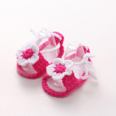 

Baby Girl Kid Infant Handmade Crochet Knit Flower Pearl Sandals Toddler Shoes