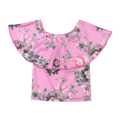 

Infant Toddler Baby Girls Flower Tops Off Shoulder T-shirts Short Sleeve Blouse