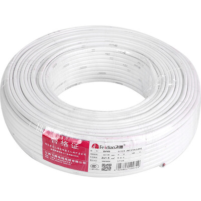 

Feifei (FEIDIAO) wire and cable BVVB2 * 2.5 square national standard household 2-core hard jacket copper wire 100 meters white