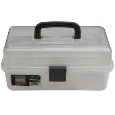 

Old A (LAOA) 12.5 inch candy color home transparent plastic three-layer hardware toolbox rose red LA111904