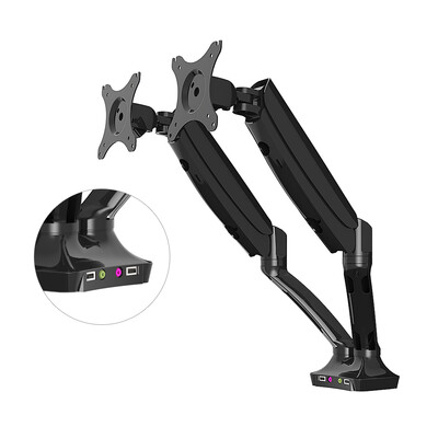 

Loctek Height Adjustable Dual Arm Desk Monitor Mount Spring Gas LCD Arm for 10-27 inch monitor Samsungdellasusacerhpaoc Led Heavy Duty Dual Arm with USB Ports