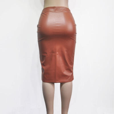

Women PU Leather Straight High Waist Fall Bodycon Club Pencil Short Mini Skirts