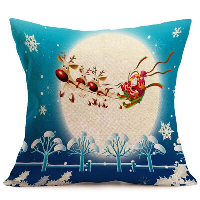 

UpperX Vintage Christmas Cartoon Smowman Sofa Bed Home Decoration Festival Pillow Case Cushion Cover Santa Claus