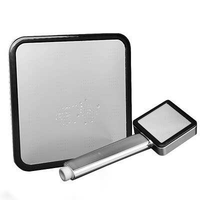 

DZ 6185 shower nozzle set pressurized hand-held shower square top spray 20cm stainless steel frosted spray surface