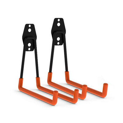 

UpperX Heavy Duty Garage Storage Utility Hooks for Ladders & Tools U Hook with Anti-Slip Coating 2 Pack - Orange