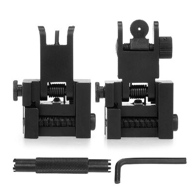 

Flip Up Iron Sights Folding Rapid Transition Backup Front And Rear Iron Sights Set with Adjustment Tool