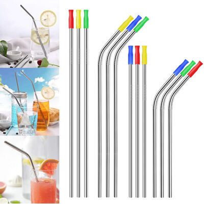 

UpperX Stainless Steel Straws12 Set Reusable Metal Drinking Straws for SmoothieMilkshakeCocktail