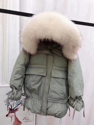 

South Koreas dongdaemun web celebrity shanshan down jacket women of 2018 new medium long big hair collar size coat