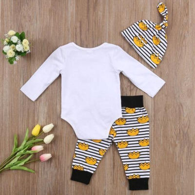 

Adorable 3pcs Newborn Baby Boy Cotton Tops Romper Pants Hat Outfits Set Clothes