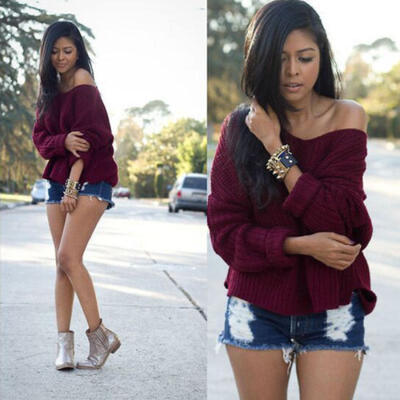 

Women Long Sleeve Loose Cardigan Knitted Sweater Jumper Knitwear Outwear Coat