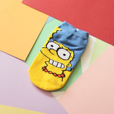 

LIONZONE Women Cotton Cartoon Cute Fashion Funny Socks Simpson Boat Socks Novelty Invisible Happy Socks Hot Sale