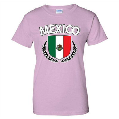 

Mexico Flag Creat Olive Wreath Laurel Mexican Pride Womens T-Shirt