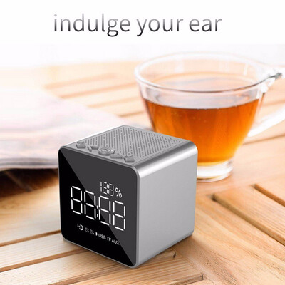 

Mirror Bluetooth Portable Wireless Speaker with LED Alarm Clock support USB TF AUX in to play music with FM