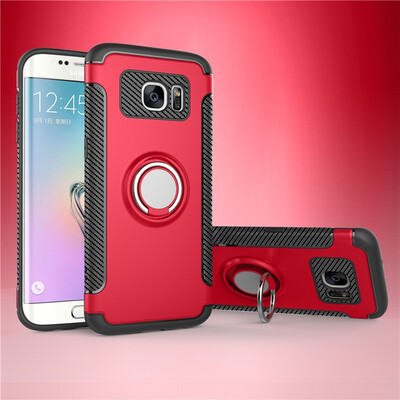 

Fecoprior Back Cover For Samsung Galaxy S7 Edge Case Car Holder Stand Hard PC Silicon Ring Suction Bracket Celulars