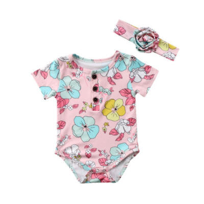 

Doughnut Newborn Kids Baby Girls Floral Romper Bodysuit Clothes Outfits Summer