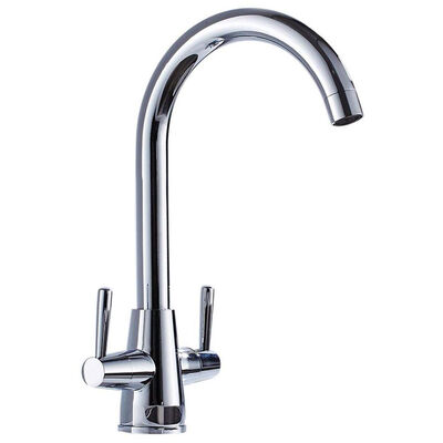 

UpperX Kitchen Sink Taps Double Lever Single Spout Cold And Hot 360 Degrees Swivel Range Kitchen Faucet