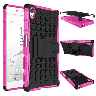 

Fivice Sony Z5 Case TPU anti-fall tire pattern back clip bracket phone case