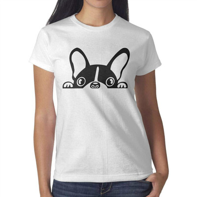 

Melinda Cute Funny French Bulldog Girls White t-Shirt Cotton Leisure T-Shirts