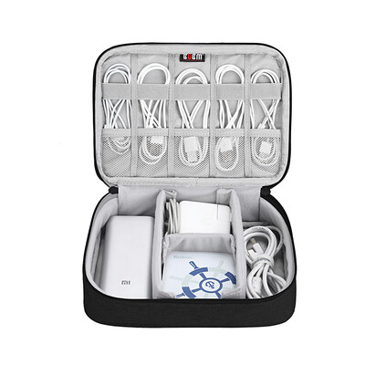 

BUBM data cable storage bag power box multi-function charging line travel portable digital accessories finishing bag power accessories package black double laye
