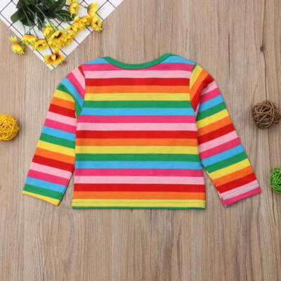 

AU Toddler Kids Baby Girls Rainbow Long Sleeve Pullover Tops T-shirt Sweatshirt