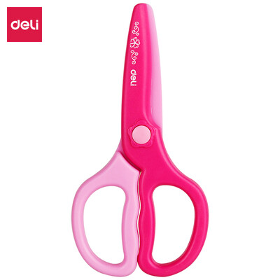 

Deli child safety scissors student plastic cutting scissors pink 6067