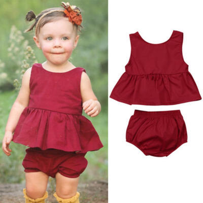 

AU Stock Newborn Baby Girls Outfit Clothes Sleeveless Top Dress Shorts Pants