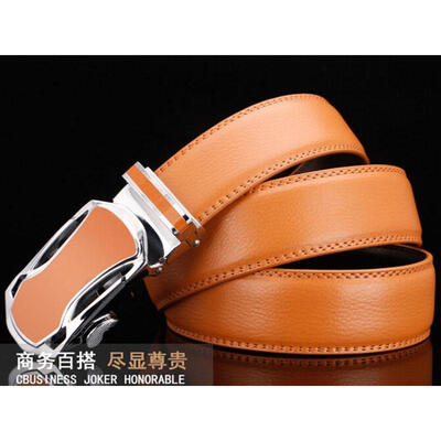 

Business Mens Genuine Leather Strap Black Waistband Automatic Buckle New Belt