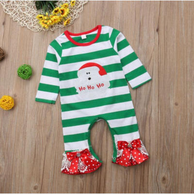 

Xmas Canis Newborn Toddler Baby Girls Striped Romper Sleepwear Pajamas Playsuit