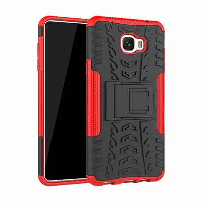 

Fivice Samsung C7 Pro Case TPU anti-fall tire pattern back clip bracket phone case