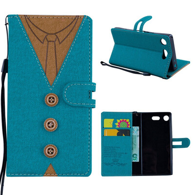 

MOONCASE Sony Xperia XZ1 Compact stitching embossed mens leather case - green